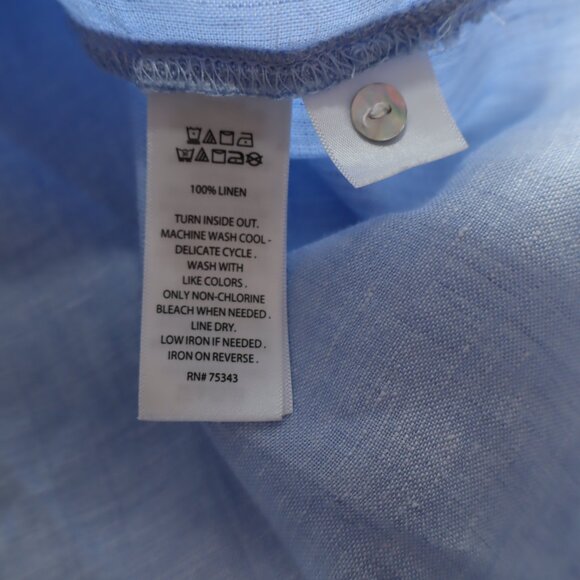 Sigrid Olsen Womens Blue Linen Tunic Button Up Long Sleeve Size Med Lightweight - Picture 4 of 8